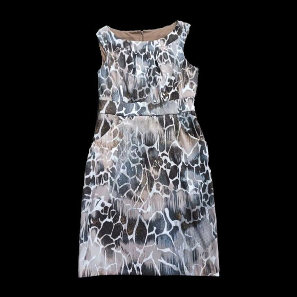 Connected Apparel Animal Print Sheath Dress Size 8 Neutral - Picture 1 of 5